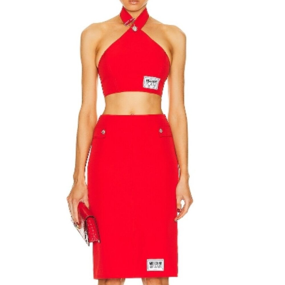 NWT Moschino Jeans Red Knee-Length Cady Skirt M IT42 $340
